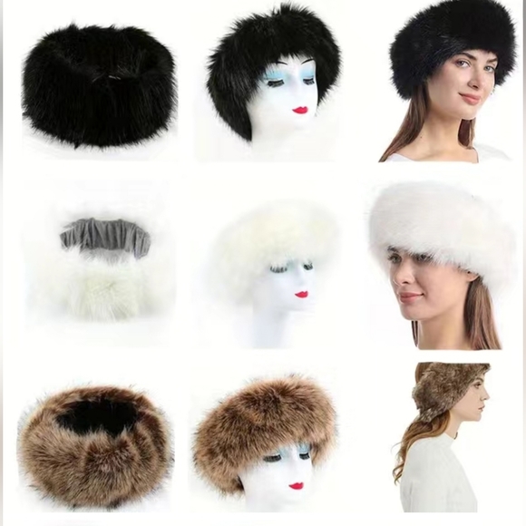 Winter Fox Fur Headband, Plush Stretch EAR WARMERS MUFFS - Picture 5 of 8